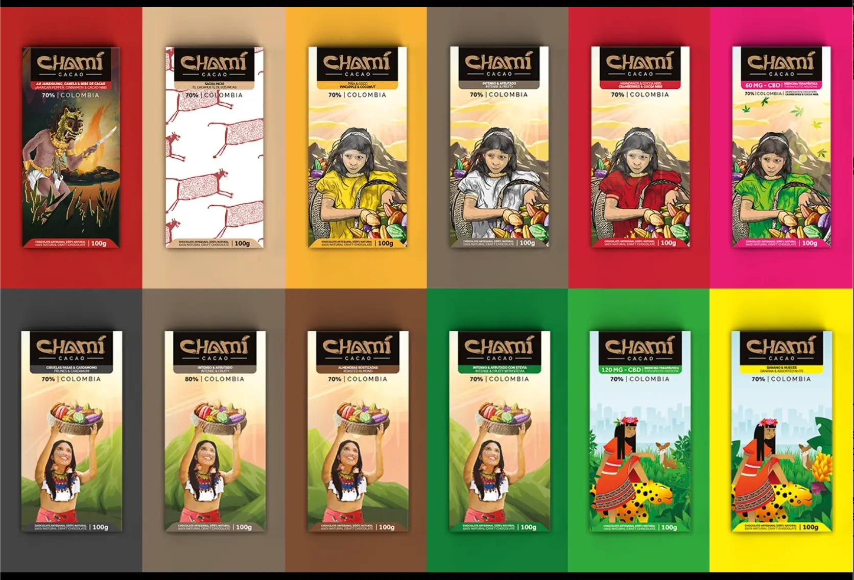 Línea completa de empaques Chamí Cacao
